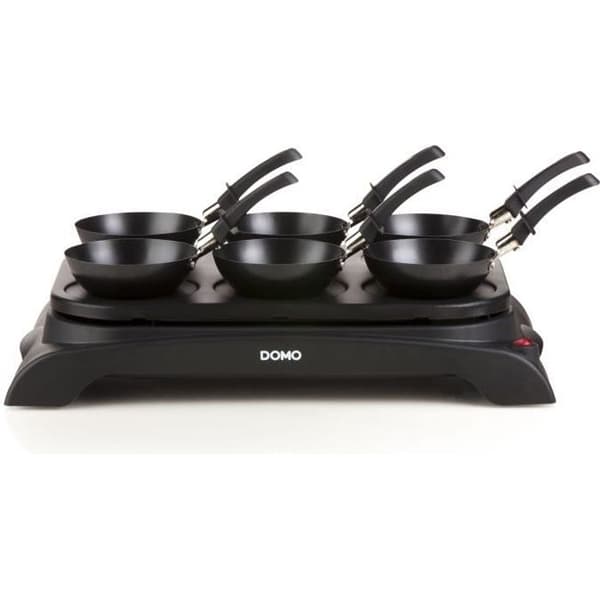 DOMO DO8710W Crepier + Wok - 6 hengelle - 1000W - Musta