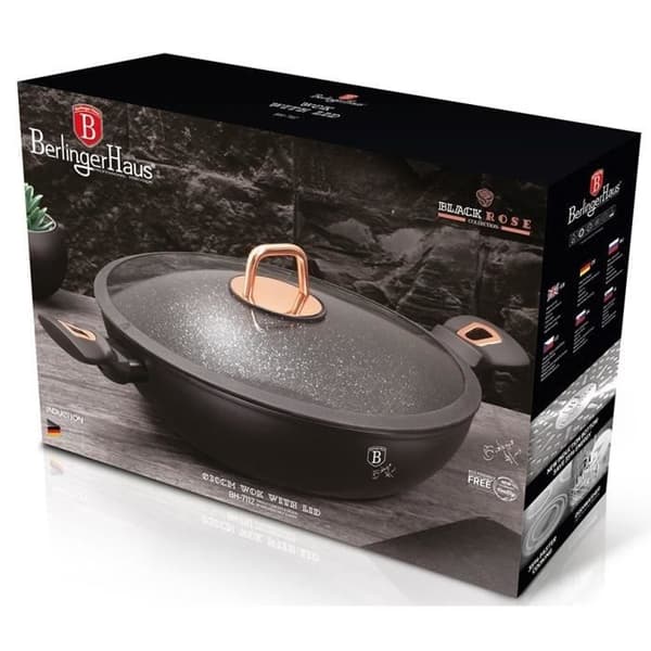 BERLINGERHAUS WOK-panna med lock 30 cm Black Rose Collection BH-7112