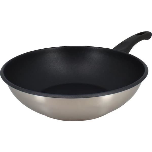 Wok - MENASTYL - 6020252 - Ruostumaton teräs - 28 cm - Sopii kaikille liesitasoille, myös induktiolle