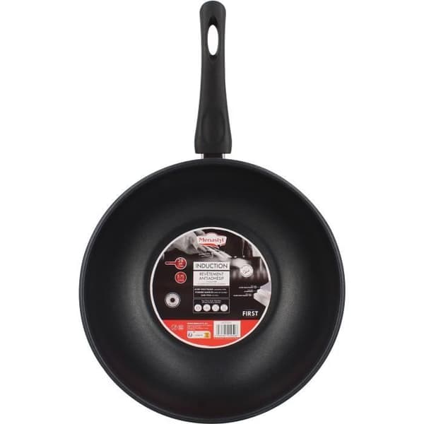 Wok - MENASTYL - 6020252 - Ruostumaton teräs - 28 cm - Sopii kaikille liesitasoille, myös induktiolle