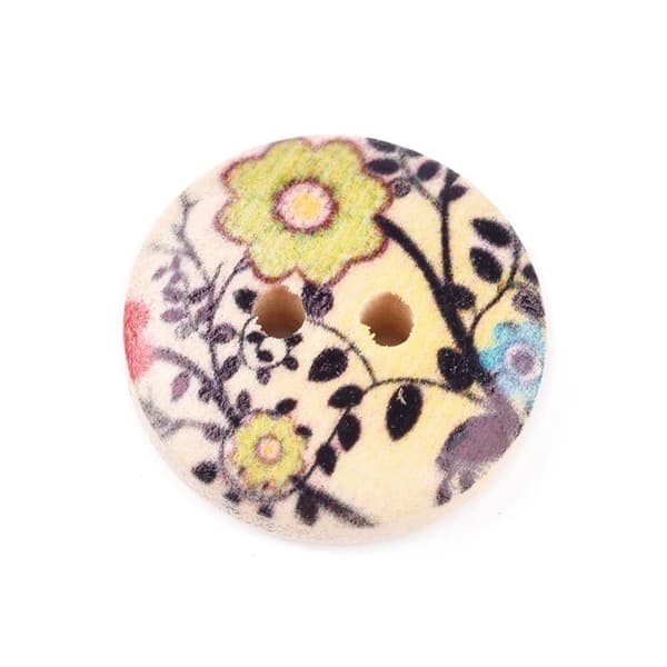 15 mm träknappar blommiga 80 st