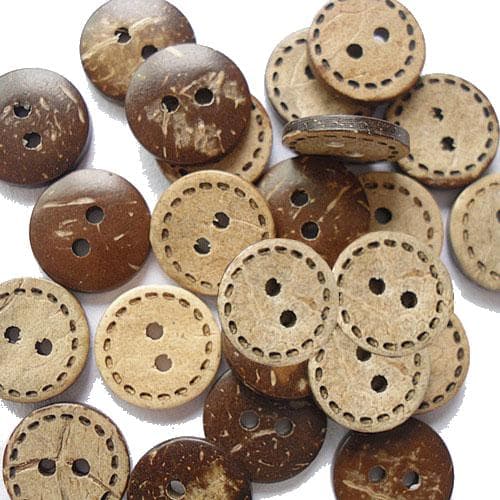 22 träknappar kokosnöt streck 15 mm