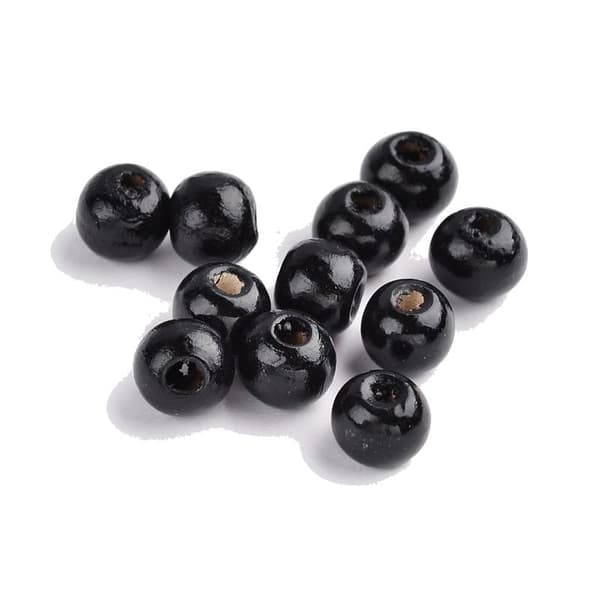 400 svarta träpärlor 4 mm