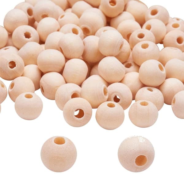 120 naturliga träpärlor 8 mm trä med mönster