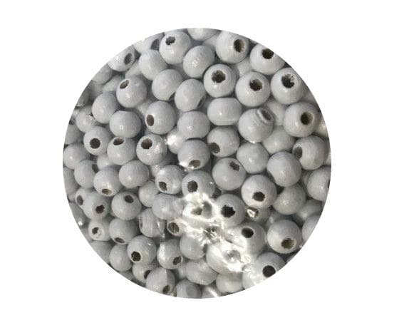105 träpärlor guld silver vit 10 mm mix