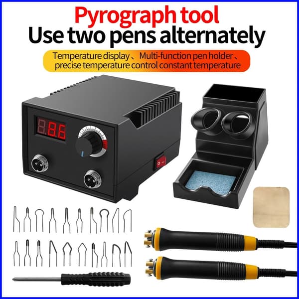 100W Pyrografi Maskine, Justerbar Temperatur, Digital Skærm,EU