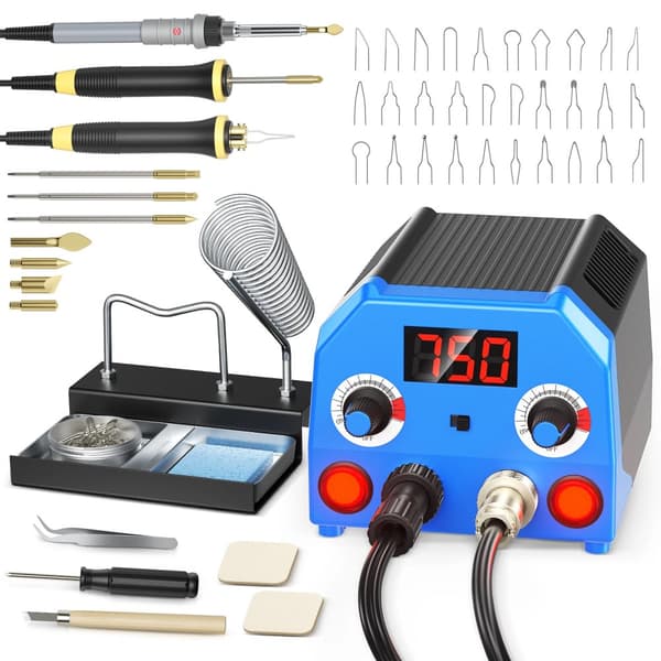 Wood Burning Værktøjssæt, Justerbar Temperaturinterval 676℉-1274℉, Omfattende Tilbehør,220V EU stik