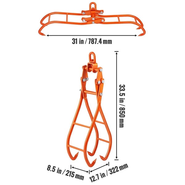 Log Skidding Tongs, Heavy Duty Steel, Læsningsevne,28in 4 Kløft Rotations