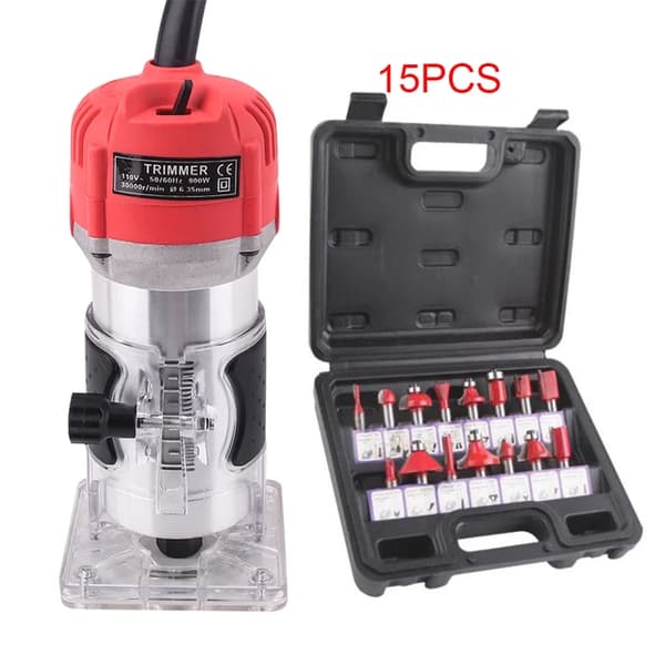 Träbearbetning Elektrisk Trimmer, 800W Effekt, 30000rpm Hastighet, Trimmer Set, 220v