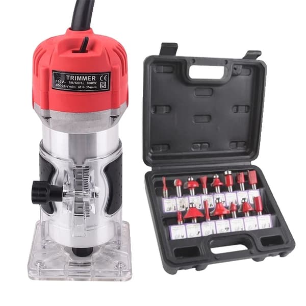 Träbearbetning Elektrisk Trimmer, 800W Effekt, 30000rpm Hastighet, Trimmer Set, 220v