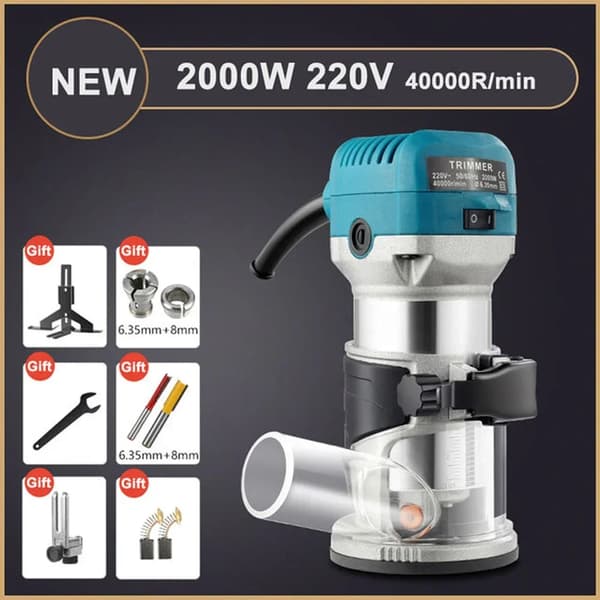 Elektrisk Trætrimmer, 2000W 220V, 6-trins regulering,2000W 220V Blå