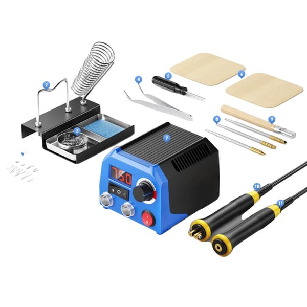 Brændekit, dual-port maskine, 33 metalspidser, 3 solide spidser,220V EU stik, EU