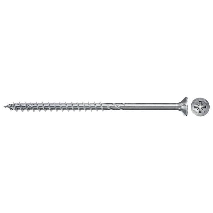 FISCHER - PowerFast II CZP 6.0x80 skruvar med försänkt huvud, PZ urtag, vit zinkpläterad, delgänga - Kartong med 100 st.