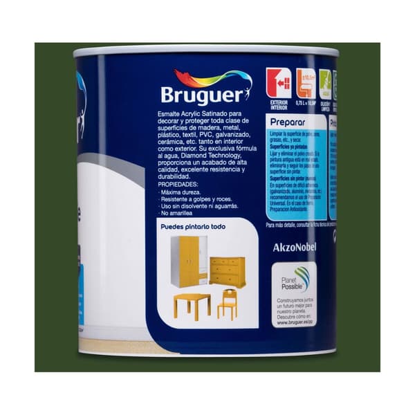 Akryylilakka Bruguer 5057506 Galicia Green 750 ml Satiiniviimeistely
