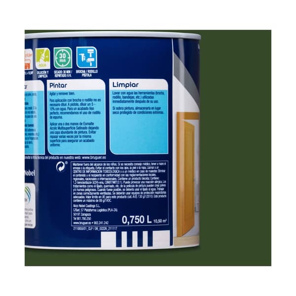 Akryylilakka Bruguer 5057506 Galicia Green 750 ml Satiiniviimeistely