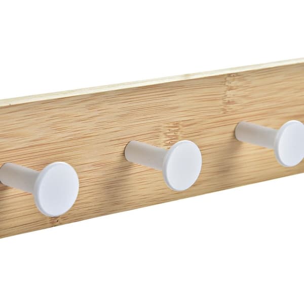 Ovitakkiteline Home ESPRIT Valkoinen Metalli Bambu 38,5 x 4,8 x 25,5 cm