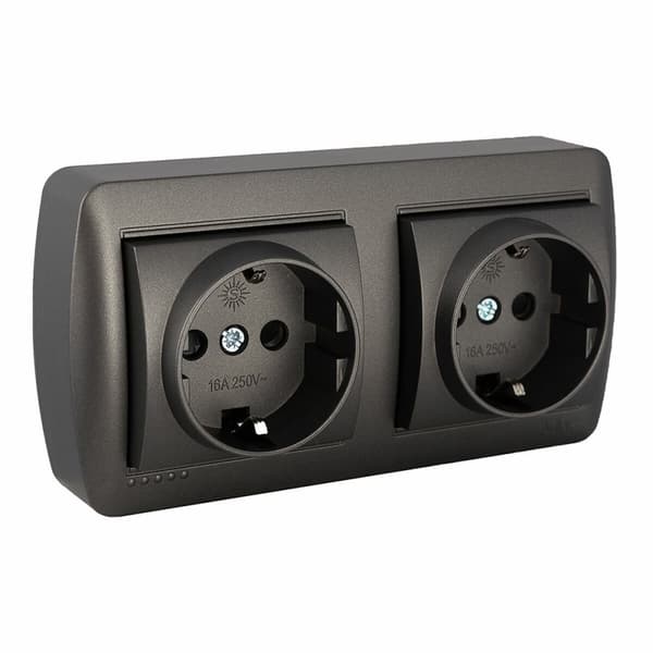 Eluttag Solera Mural 2p+t Grafit 16 A 250 V Double