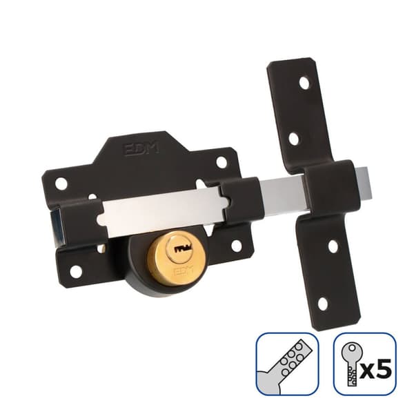 Sikkerhedslås EDM 85192 Sort nikkel 83 x 170 mm Ø26 mm