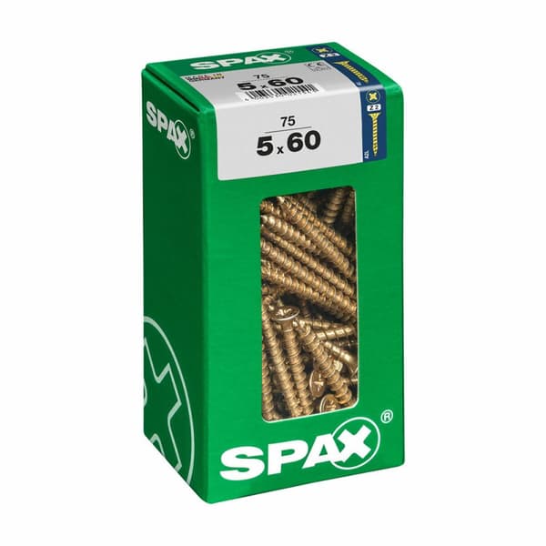 Æske med skruer SPAX træskrue Fladt hoved (5 x 60 mm) (5,0 x 60 mm)