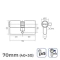 Pikkukuva 3 / 3: Sylinteri EDM r15 Eurooppalainen Pitkä nokkalukko Hopeinen nikkeli (70 mm)