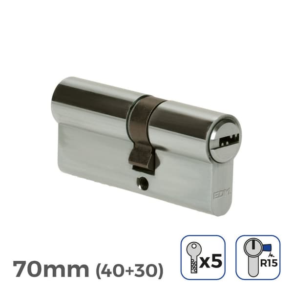 Sylinteri EDM r15 Eurooppalainen Pitkä nokkalukko Hopeinen nikkeli (70 mm)