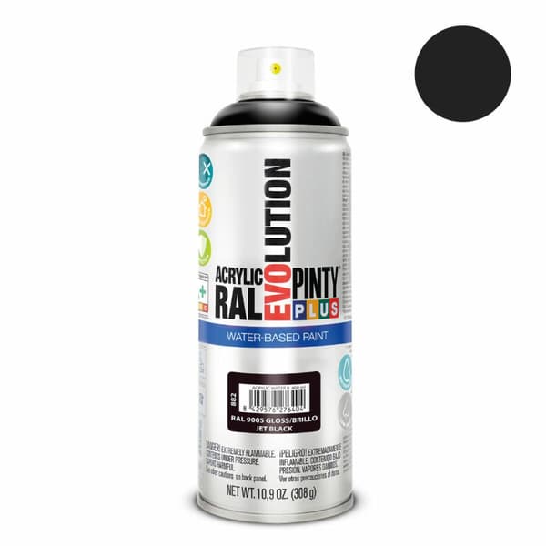 Sprejfärg Pintyplus Evolution RAL 9005 Vattenbaserat Jet Black 400 ml