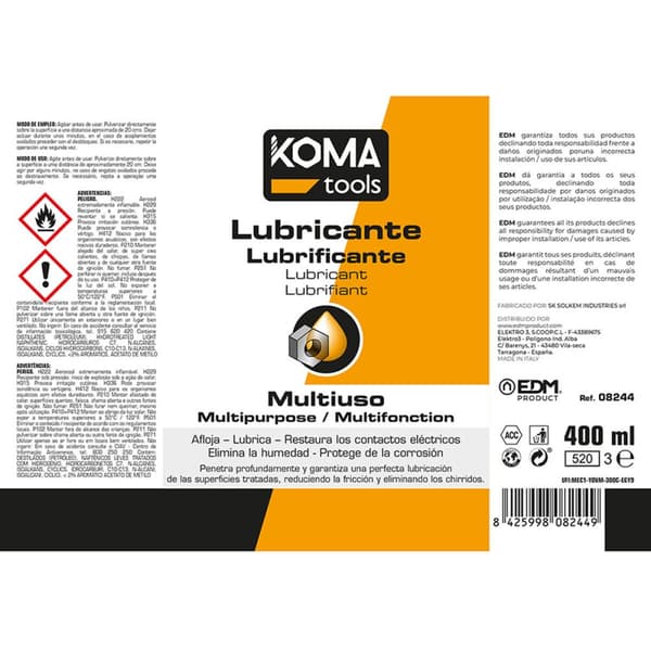 Glidecreme MULTIFUNKTIONEL Koma Tools Spray 400 ml