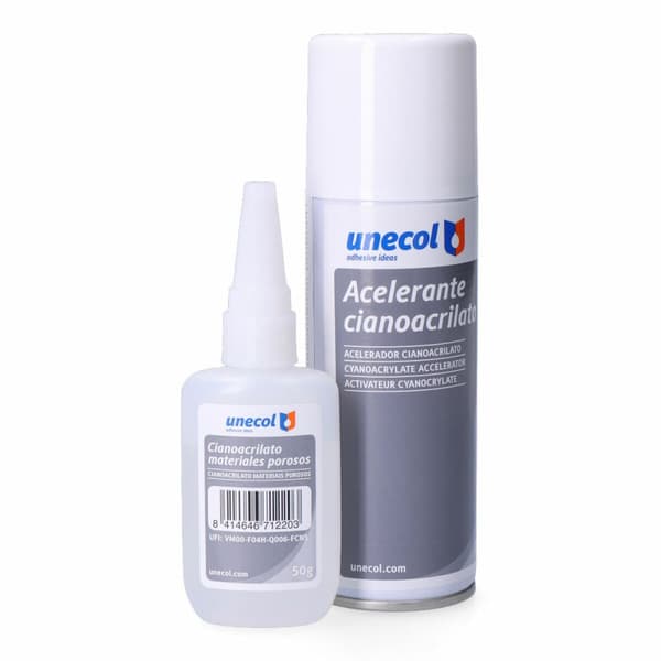 Uppsättning av Cyanoakrylat Unecol A7156 200 ml 50 g 2 Delar