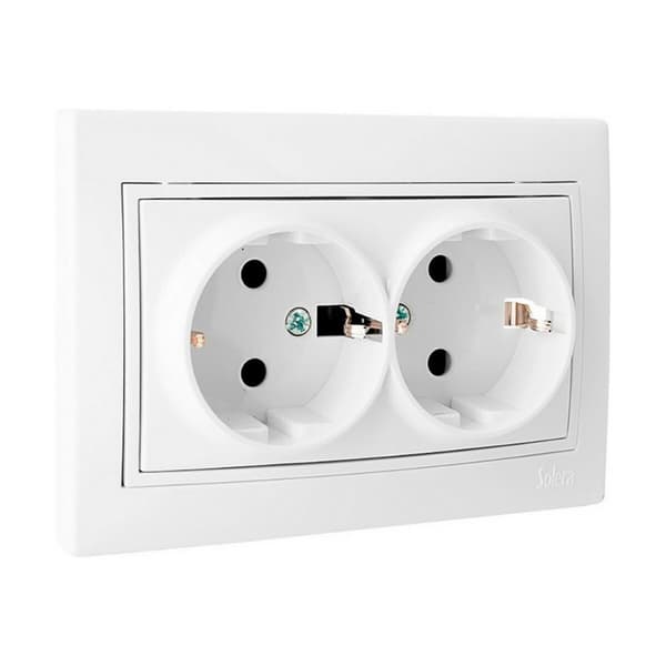 Eluttag Solera Europa erp60/2u Double Slutarvy Vit Inbäddad, inbyggd 250 V 16 A