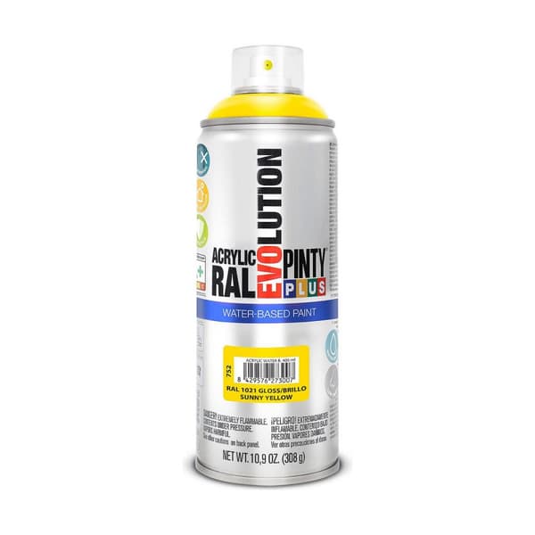 Spraymaali Pintyplus Evolution RAL 1021 Vesipohjainen Sunny Yellow 400 ml