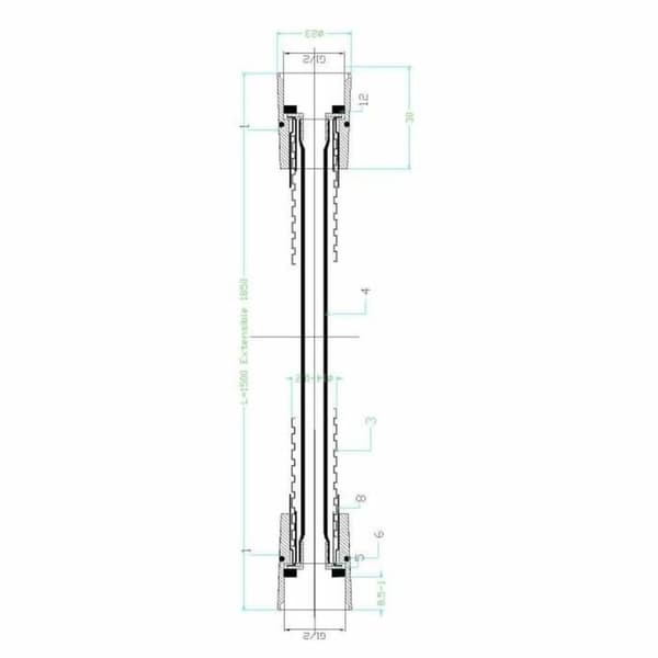 Suihkuletku Rousseau Harmaa Ruostumaton teräs 185 cm