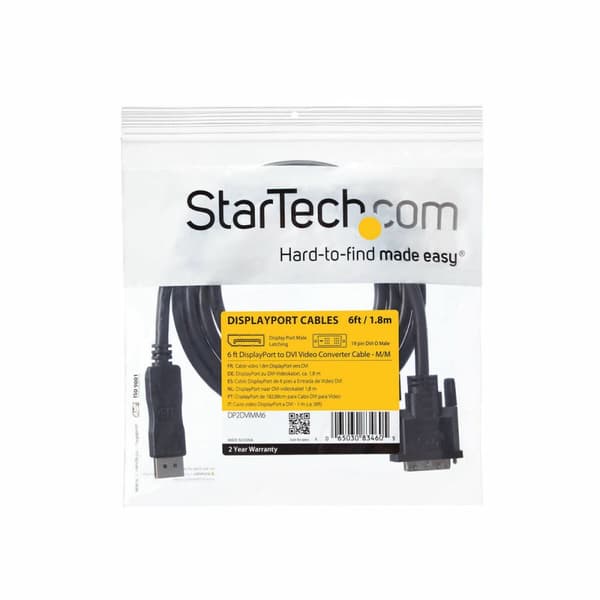 Adapter DisplayPort till DVI Startech DP2DVIMM6 (1,8 m) Svart 1.8 m