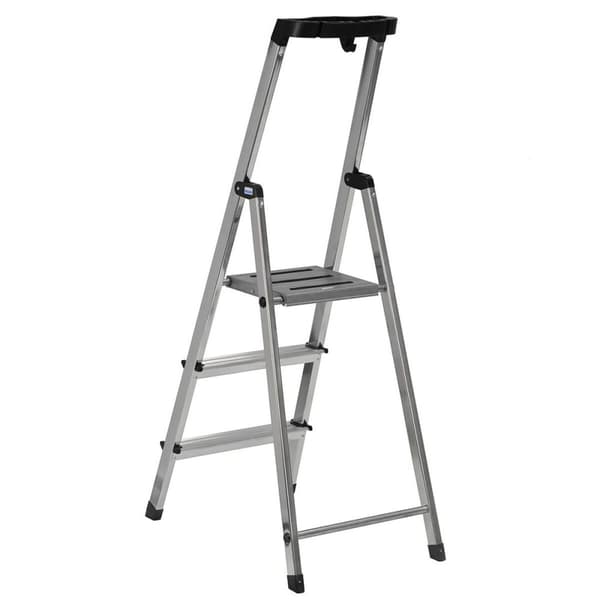 Hoppvikbar trappstege, 3 steg Krause 126313 Silvrig Aluminium