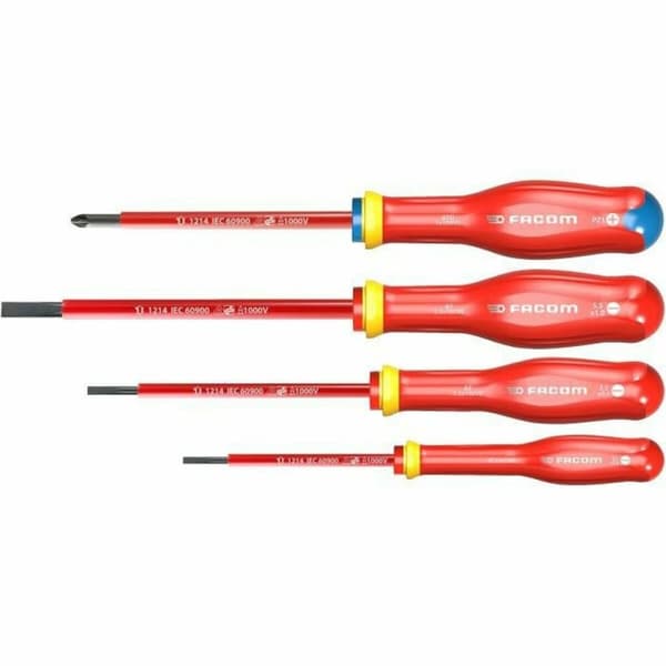 Skruvmejselset Facom Protwist Isolated 1000V AT4VEPB Platt Pozidriv 4 Delar