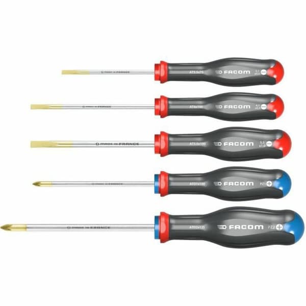 Skruvmejselset Facom Protwist AT.5PB Platt Pozidriv 5 Delar
