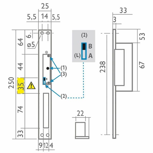 Elektriskt lås Extel WECA 90301.4 Aluminium