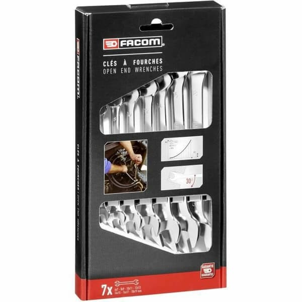 Double Open-end Wrench Set Facom 44.J7PB 6-19 mm 7 Dele