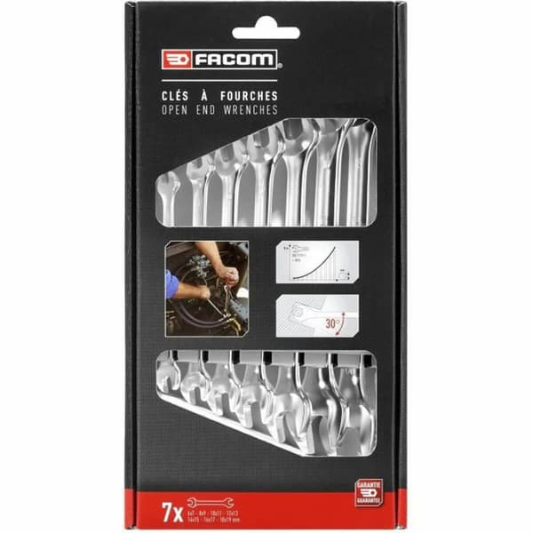 Double Open-end Wrench Set Facom 44.J7PB 6-19 mm 7 Dele