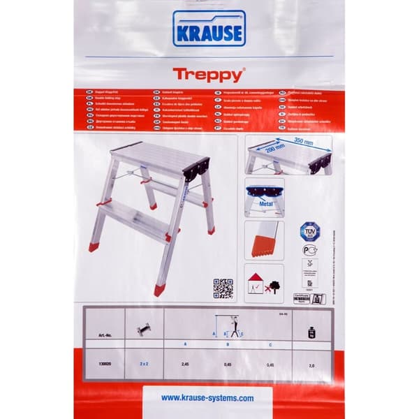 Hoppvikbar trappstege, 2 steg Krause 130020 Silvrig Aluminium