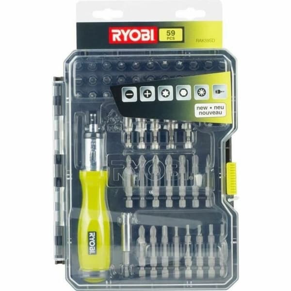 Set med spikar och skruvmejsel Ryobi RAK59SD