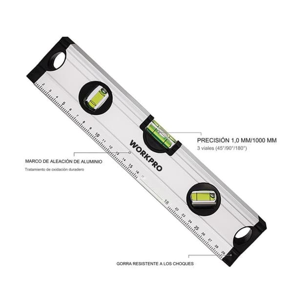 Vattenpass Workpro Aluminium 30 cm