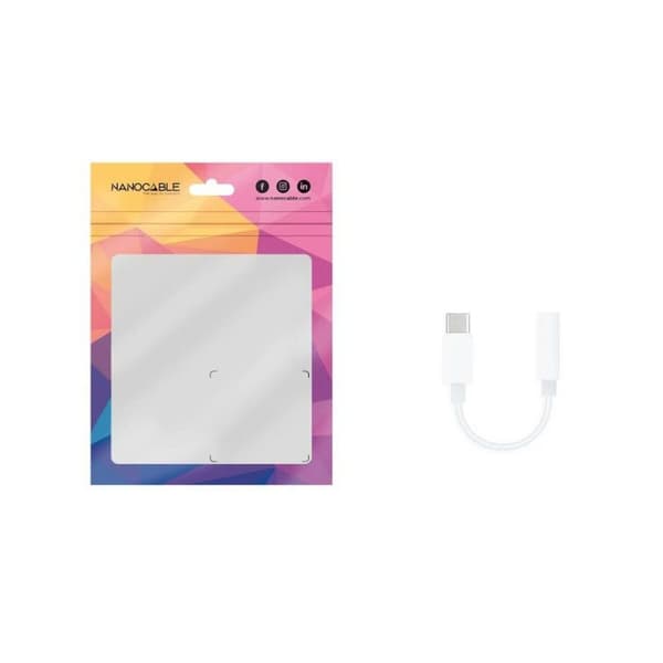 USB-C til Jack 3.5 mm-adapter NANOCABLE 10.24.1205-W Hvid (1 enheder)