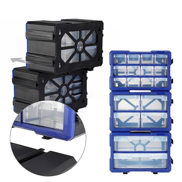 Flerfunktionslådor Workpro Transparent 4 lådor Stapelbara