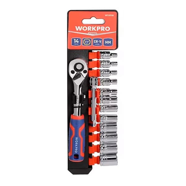 Sokkelsæt Workpro 1/4" 14 Dele