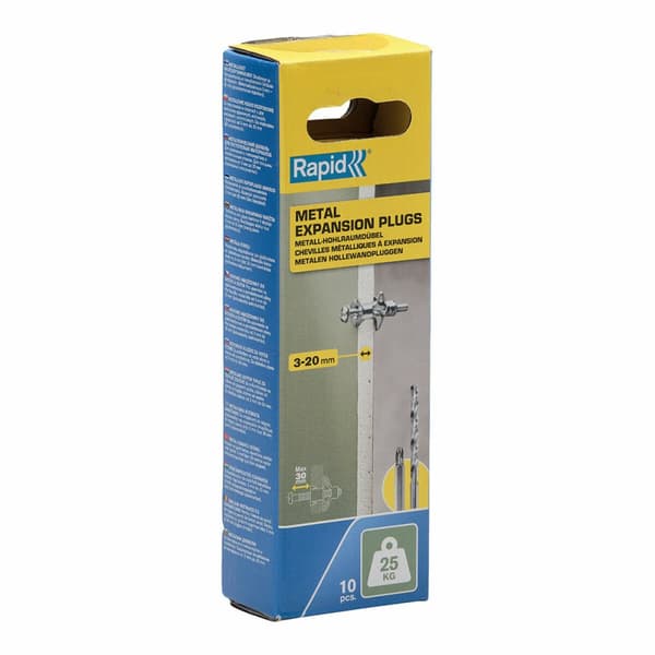 Seinätapit ja ruuvit Rapid 5001548 Ø 8 x 46 mm M4 x 58 mm Metalli Laajennus 10 osaa