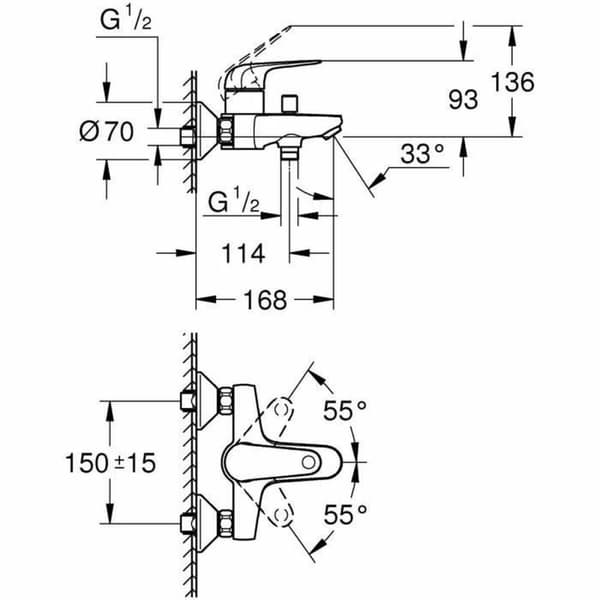 Hane med blandingsbatteri Grohe Metal