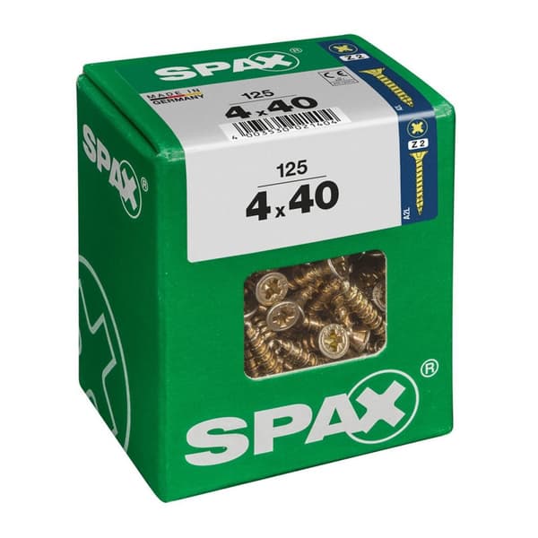 Låda med skruvar SPAX Yellox Trä Platt huvud 125 Delar (4 x 40 mm)