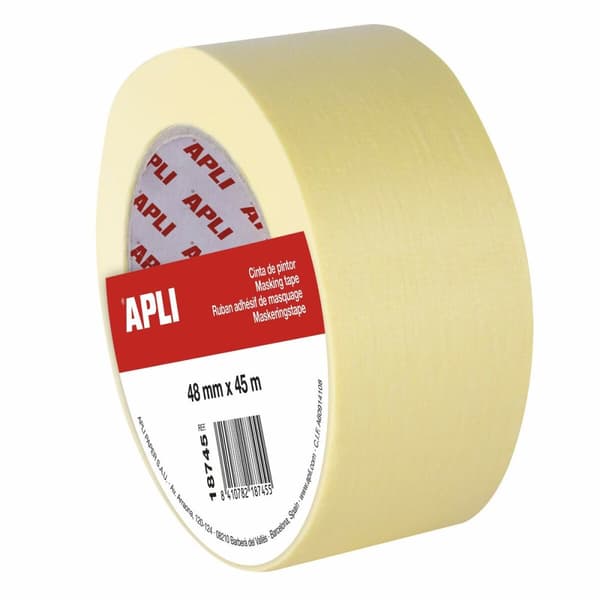 Självhäftande band Apli Kaross Målare Gul 6 Delar 48 mm x 45 m