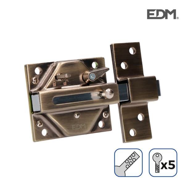 Säkerhetslås EDM 85187 Brons Stål 73 x 136 mm