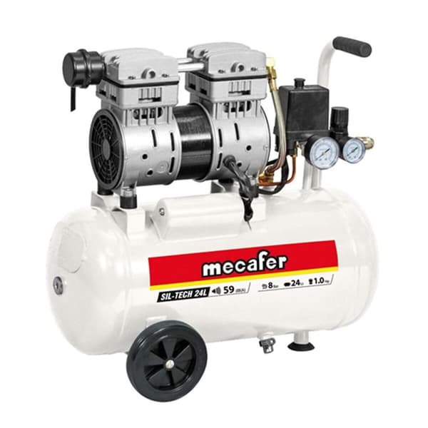 Luftkompressor MECAFER 425523 Horisontell Tyst 8 bar 24 L
